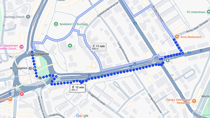 Fussweg Tramhaltestelle Bucheggplatz